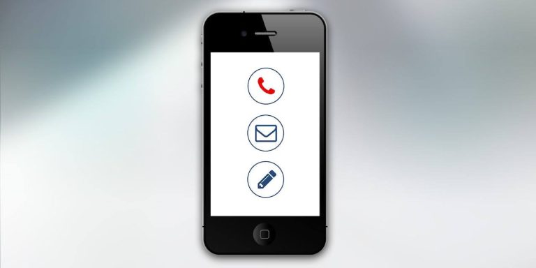 a phone displaying a phone, message and editing icons